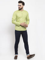 Thumbnail for Jompers Men Green Solid Straight Short Kurta - Distacart