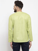 Thumbnail for Jompers Men Green Solid Straight Short Kurta - Distacart