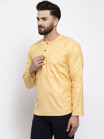 Thumbnail for Jompers Men Mustard Solid Straight Short Kurta - Distacart