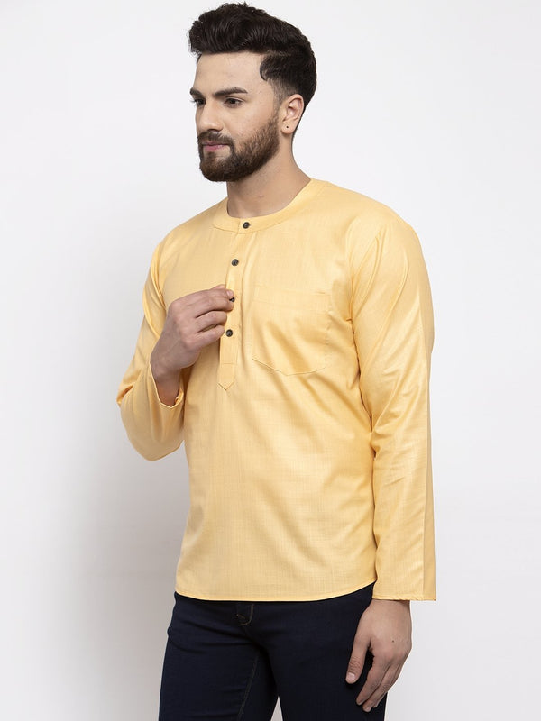 Jompers Men Mustard Solid Straight Short Kurta - Distacart