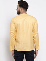 Thumbnail for Jompers Men Mustard Solid Straight Short Kurta - Distacart