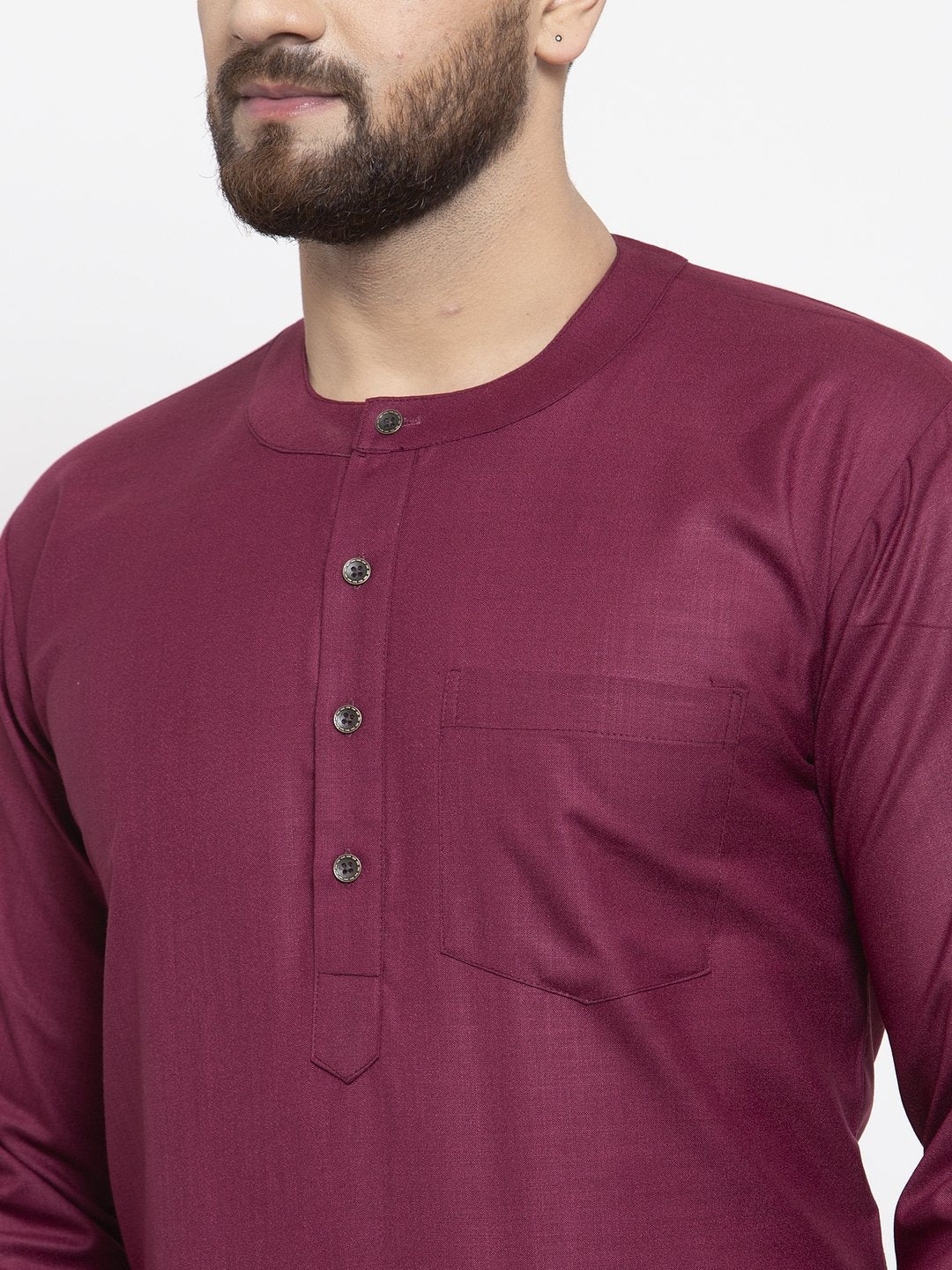 Jompers Men Purple Solid Straight Short Kurta - Distacart