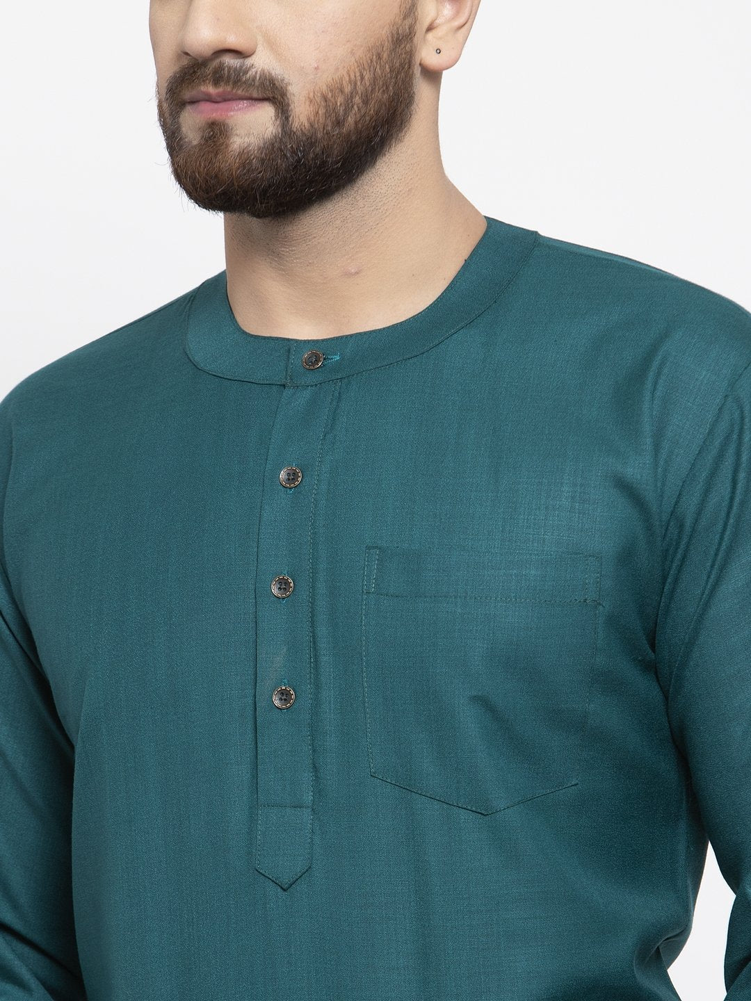 Jompers Men Teal Solid Straight Short Kurta - Distacart