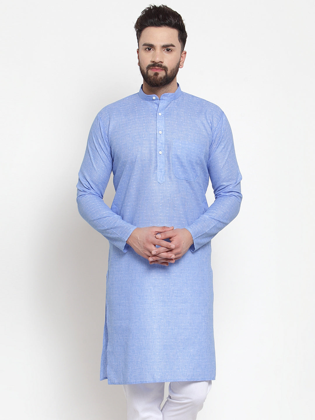 Jompers Men Blue Self-design Kurta Only - Distacart