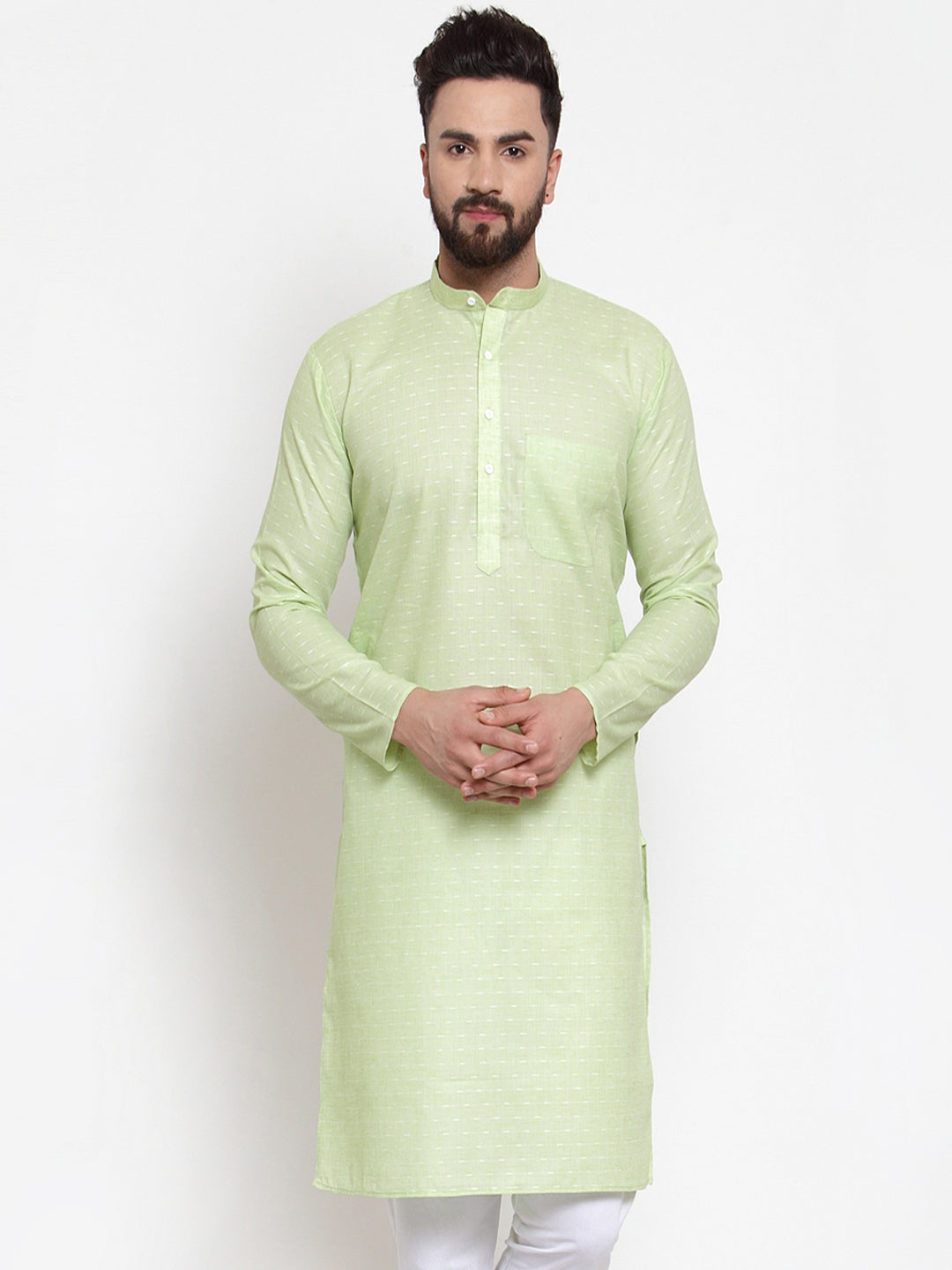 Jompers Men Green Self-design Kurta Only - Distacart