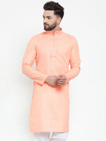 Thumbnail for Jompers Men Peach & White Embroidered Kurta Only - Distacart