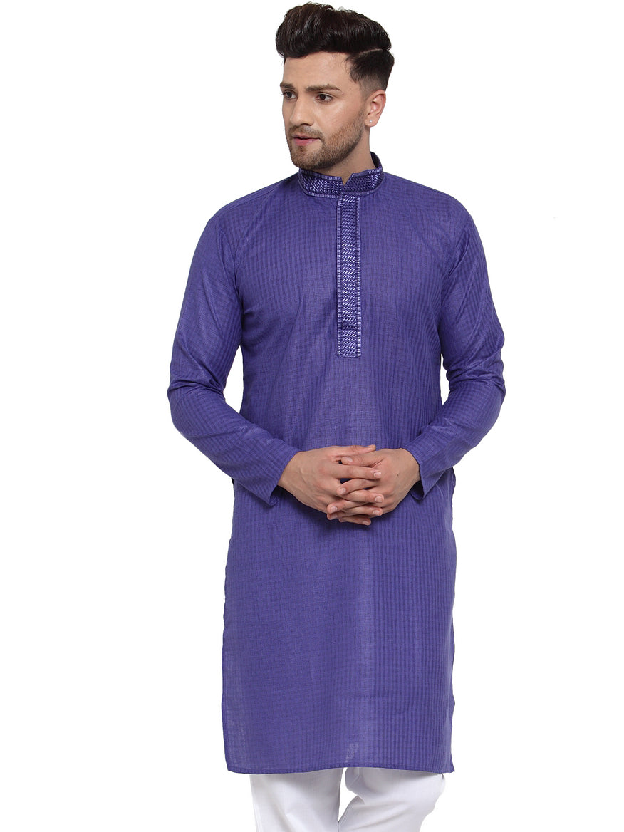 Jompers Men's Beautiful Purple Woven Kurta Only