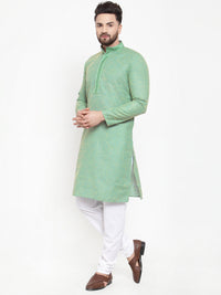 Thumbnail for Jompers Men Sea Green & White Embroidered Kurta Only - Distacart