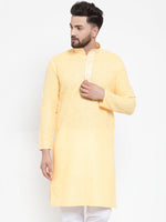 Thumbnail for Jompers Men Yellow & White Embroidered Kurta Only - Distacart