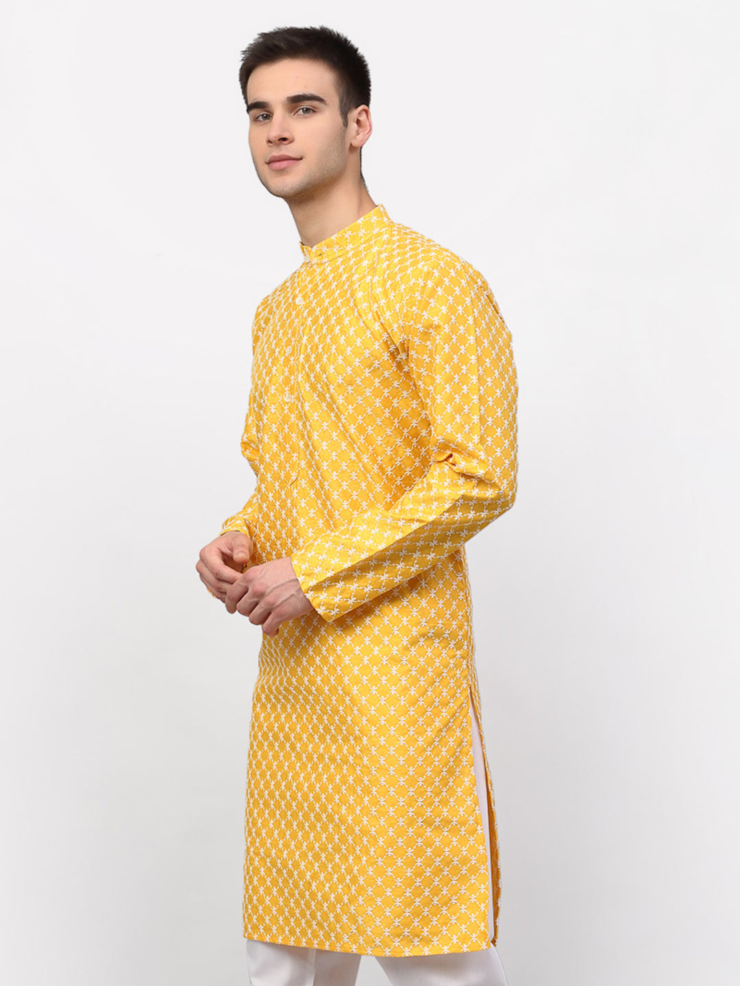 Jompers Men Mustard Chikankari Kurta Only - Distacart