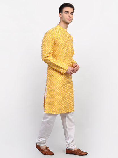 Jompers Men Mustard Chikankari Kurta Only - Distacart