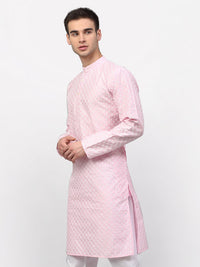 Thumbnail for Jompers Men Pink Chikankari Kurta Only - Distacart