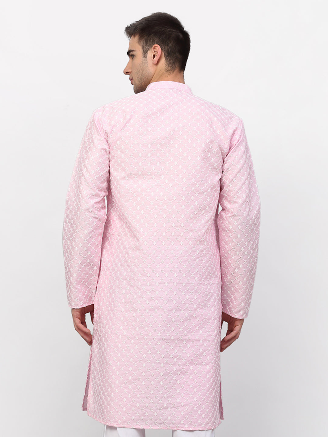Jompers Men Pink Chikankari Kurta Only - Distacart