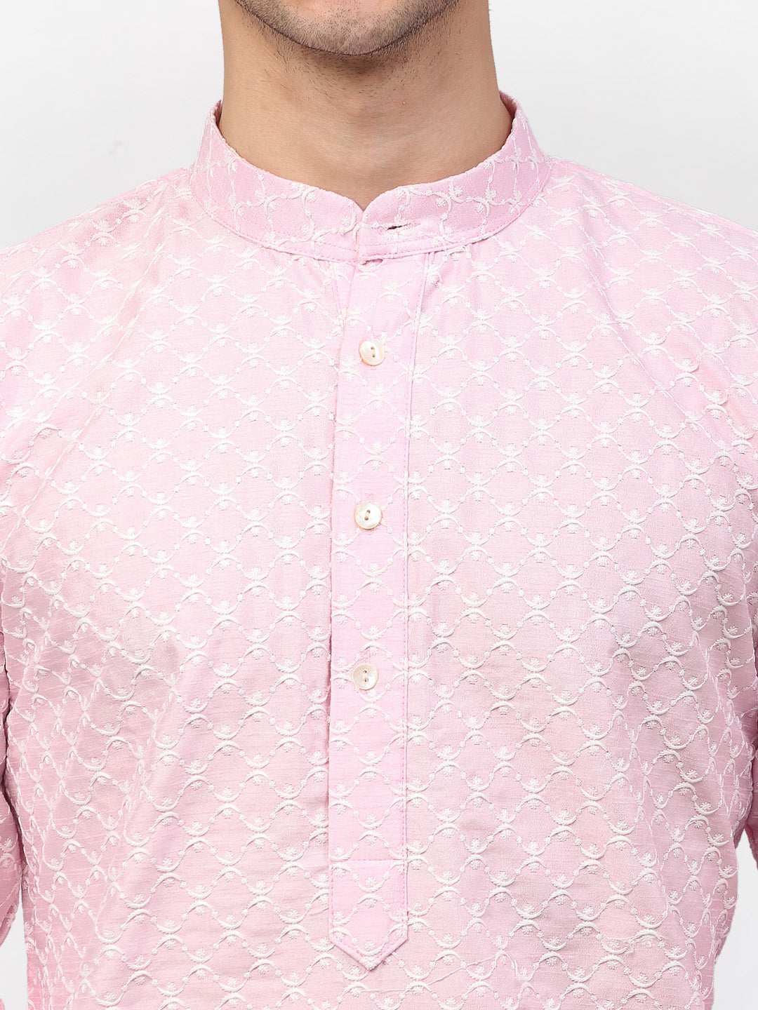 Jompers Men Pink Chikankari Kurta Only - Distacart