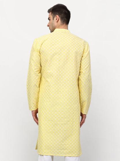 Jompers Men Yellow Chikankari Kurta Only - Distacart