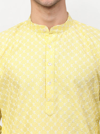 Jompers Men Yellow Chikankari Kurta Only - Distacart