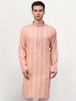 Thumbnail for Jompers Men's Pink Woven Kurta Only