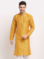 Thumbnail for Jompers Men's Beautiful Mustard Woven Kurta Only