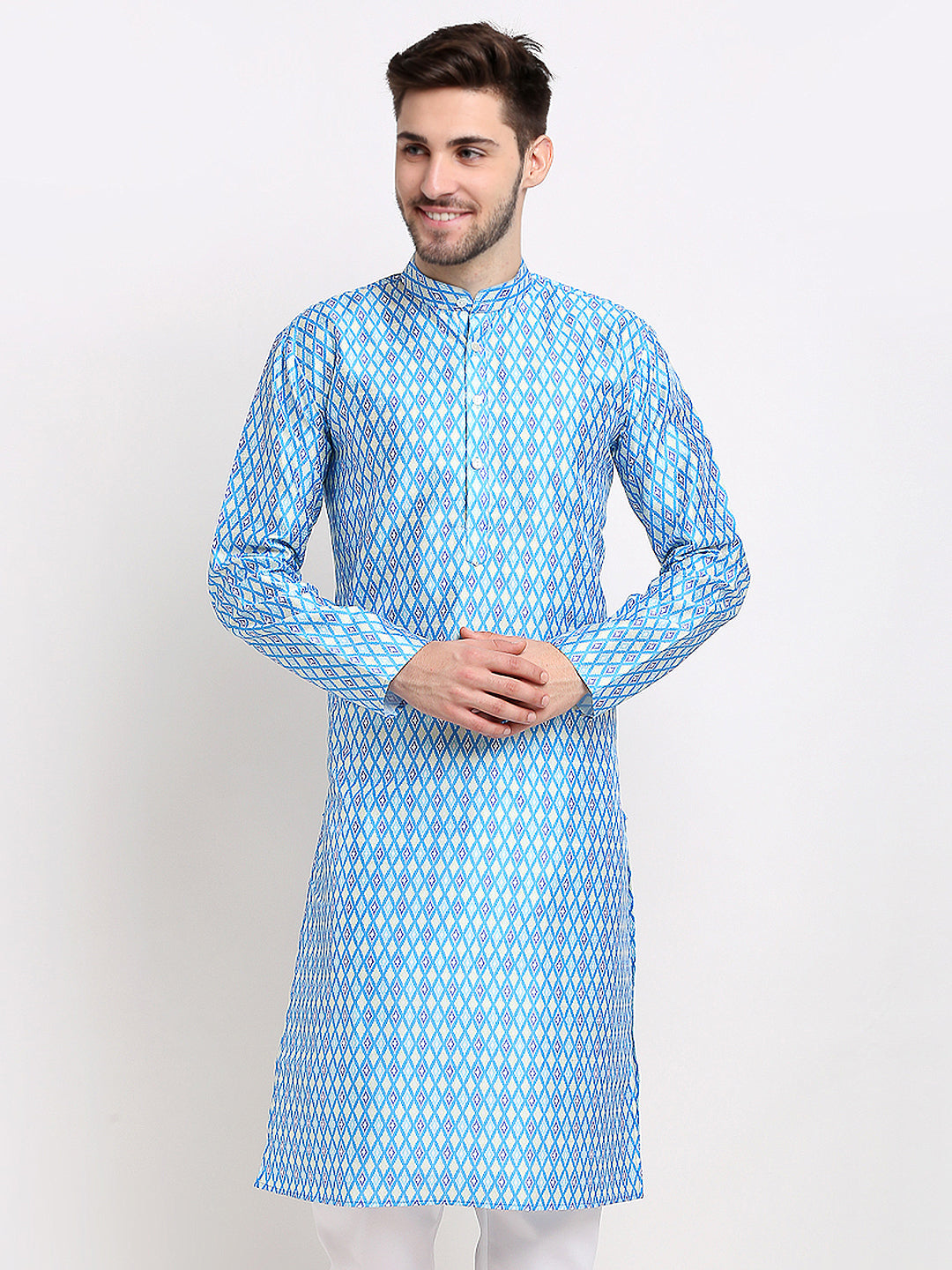 Jompers Men's Sky Dupion Ikkat Kurta Only