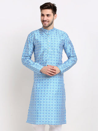 Jompers Men's Sky Dupion Ikkat Kurta Only