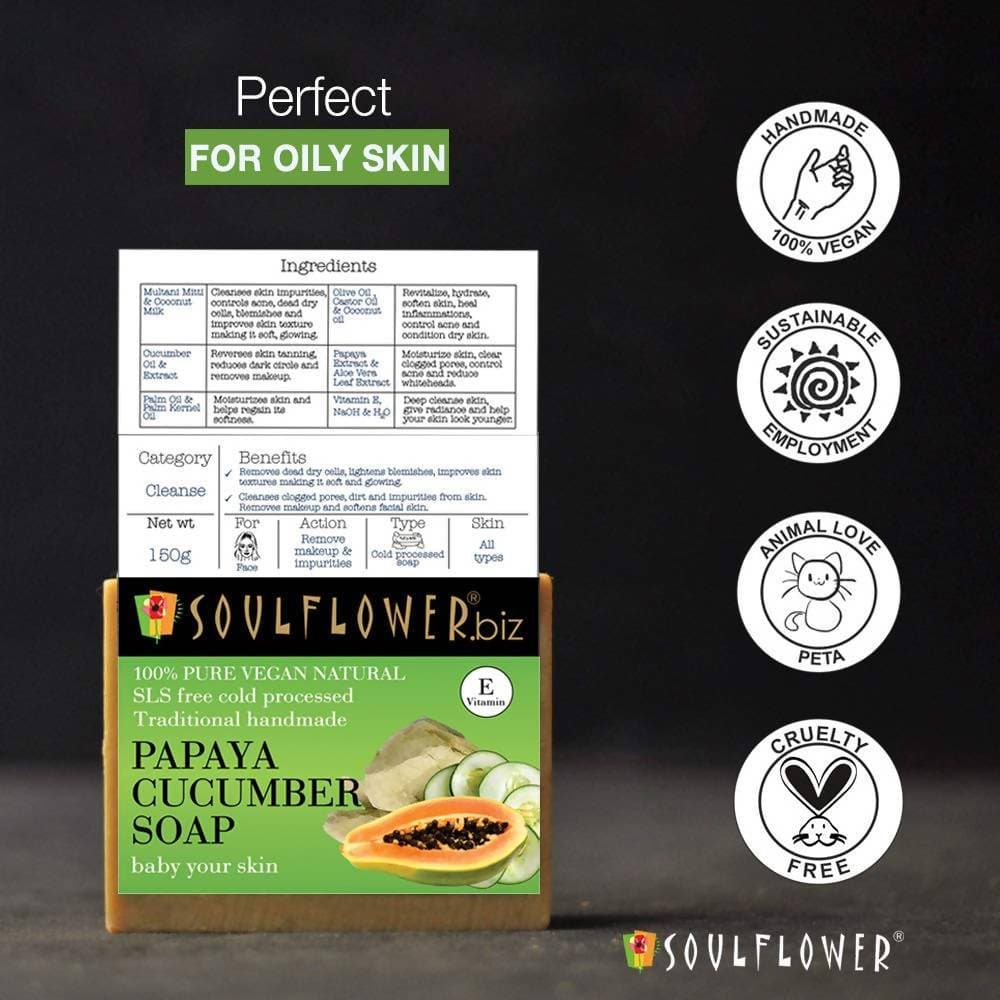 Soulflower Papaya And Cucumber Handmade Soap - Distacart
