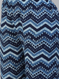 Thumbnail for NOZ2TOZ Women's Blue Cotton Printed Straight Kurta with Palazzo - Distacart