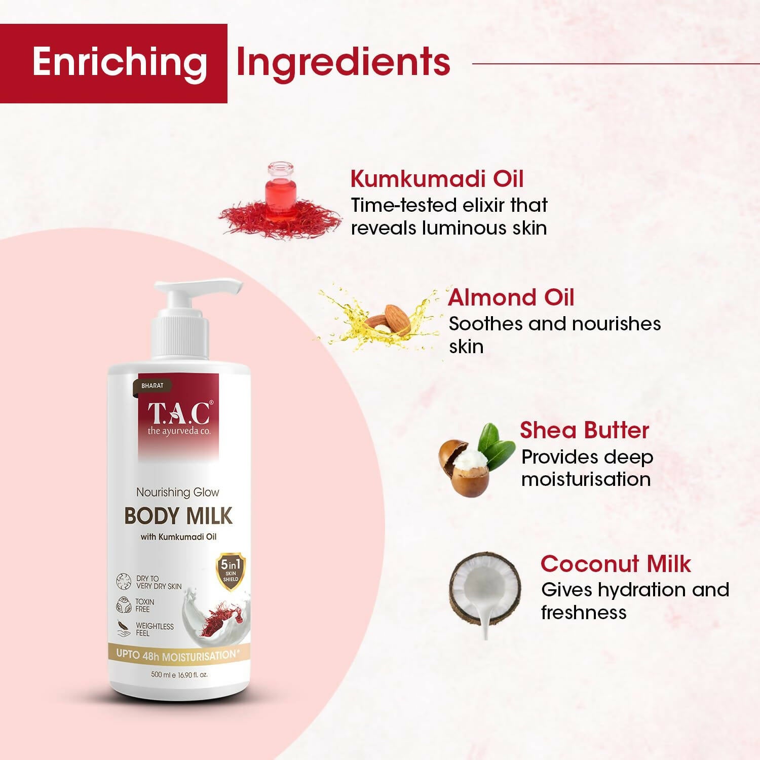 TAC - The Ayurveda Co. Nourishing Glow Body Milk with Kumkumadi Oil - Distacart