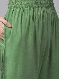 Thumbnail for Yufta Green Printed Kurta With Trouser