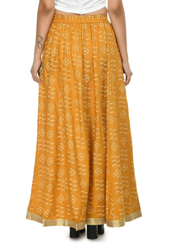 Mominos Fashion Moeza Cotton Mustard Color Printed Lehenga (Lancha)