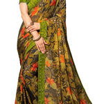 Thumbnail for Vamika Multi Color Designer Chiffon Brasso Saree With Mirror Work Lace - Distacart
