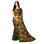 Thumbnail for Vamika Multi Color Designer Chiffon Brasso Saree With Mirror Work Lace - Distacart