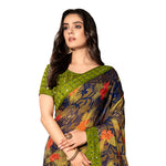 Thumbnail for Vamika Multi Color Designer Chiffon Brasso Saree With Mirror Work Lace - Distacart