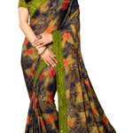 Thumbnail for Vamika Multi Color Designer Chiffon Brasso Saree With Mirror Work Lace - Distacart