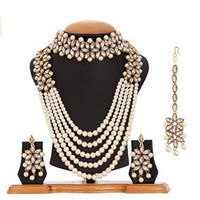 Thumbnail for Mominos Fashion Rajwadi Gold-Plated Wirh Stone & Pearls Necklace Online 