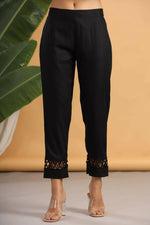 Thumbnail for Juniper Women Black Rayon Solid Slim Fit Pant/Slim Pant - Distacart