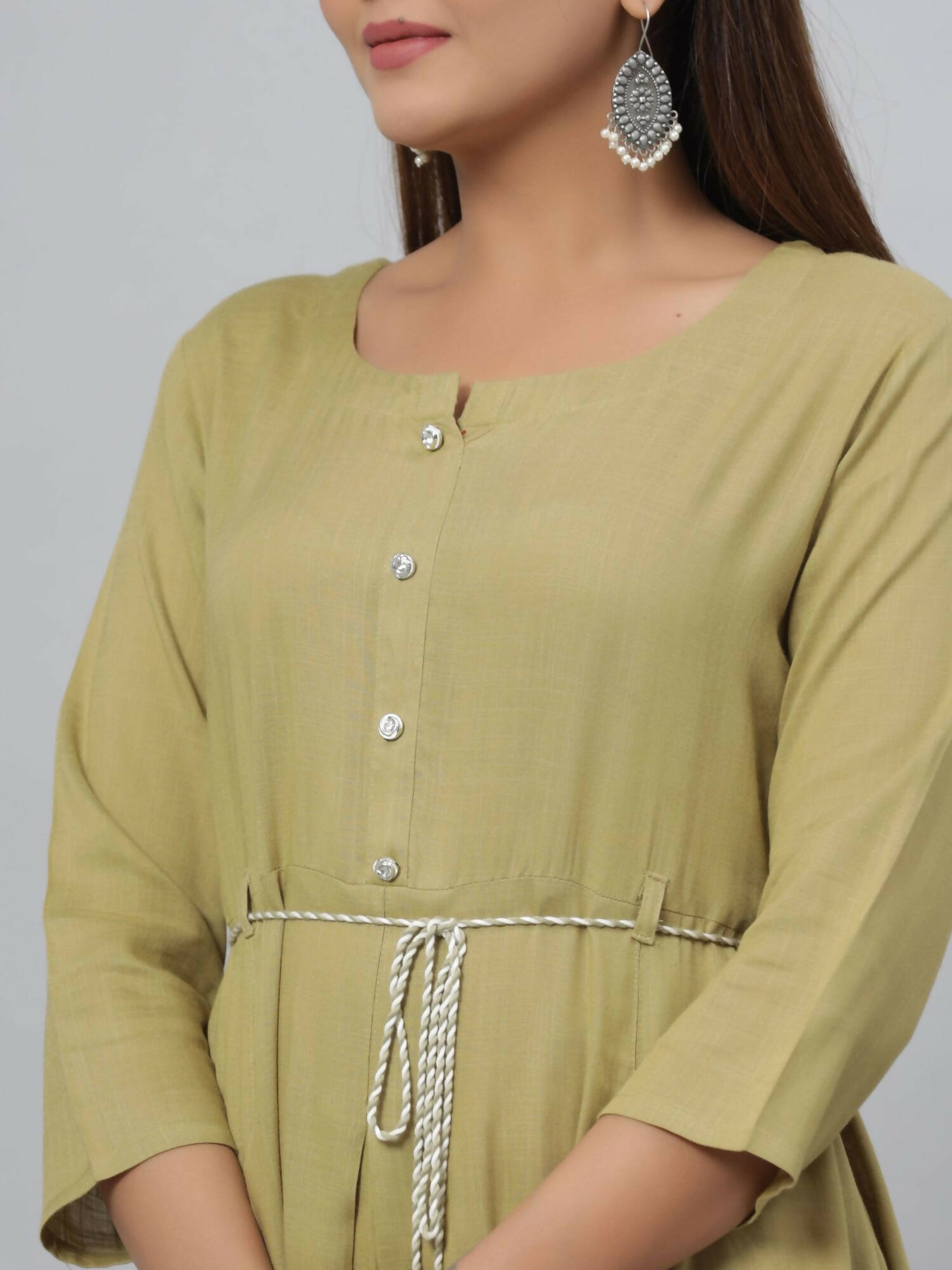 Juniper Women's Green Rayon Slub Solid Dress - Distacart