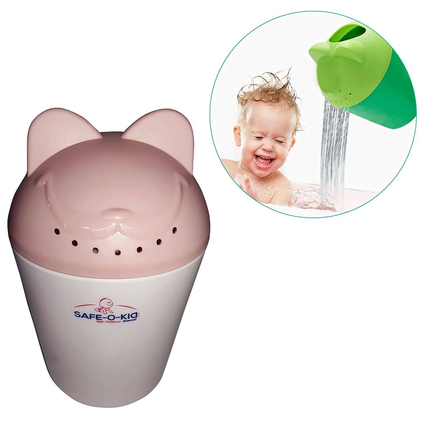 Safe-O-Kid Hair Washing Mug, Baby Shampoo Cup, Baby Shower, Baby Bath Rainer, Pink - Distacart