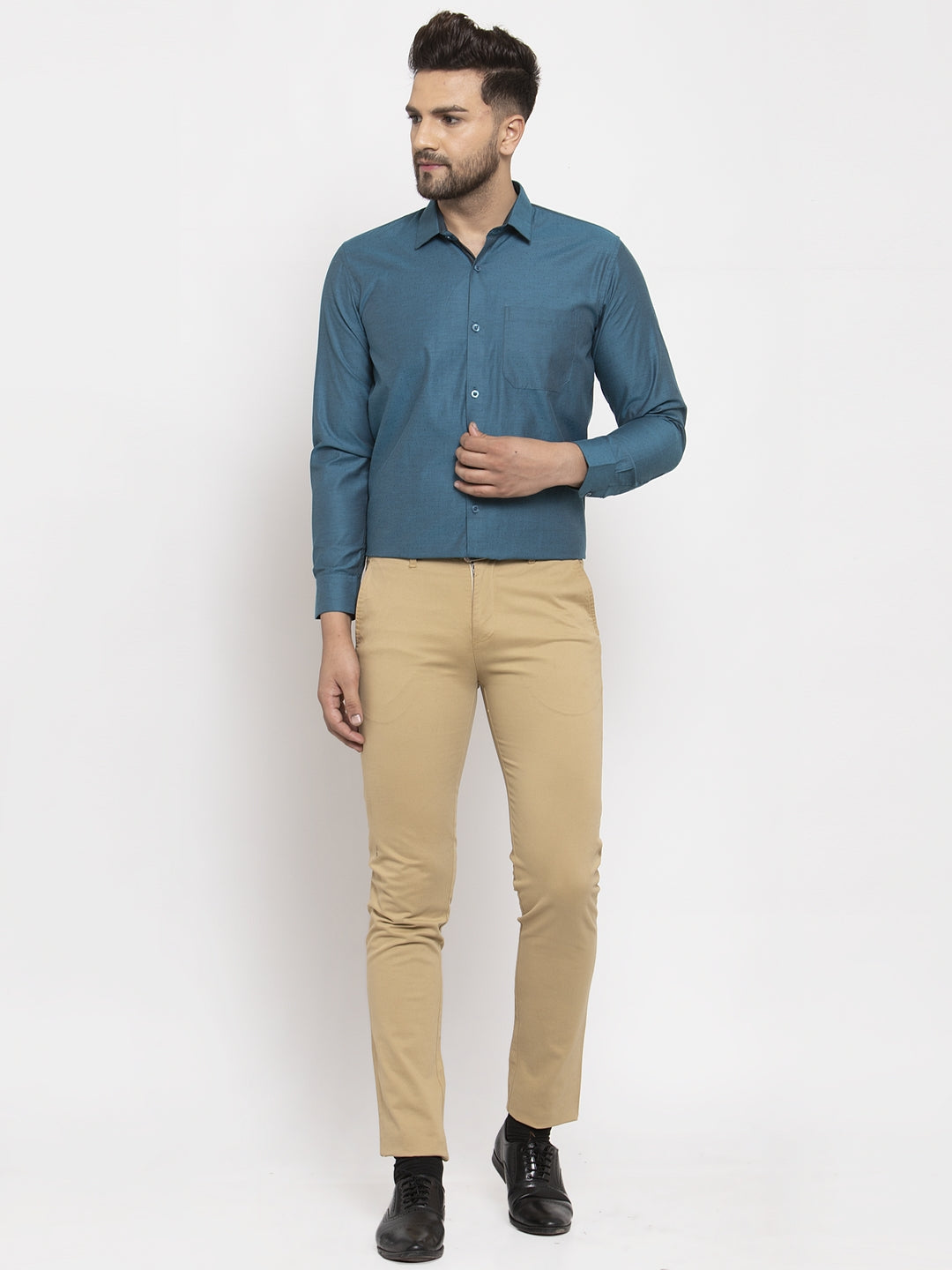 Jainish Blue Men's Cotton Polka Dots Formal Shirt's ( SF 761Peacock ) - Distacart