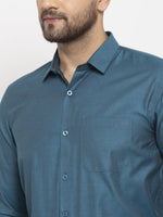 Thumbnail for Jainish Blue Men's Cotton Polka Dots Formal Shirt's ( SF 761Peacock ) - Distacart