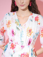 Thumbnail for Myshka Women's Multi Floral Printed Empire Dress - Distacart
