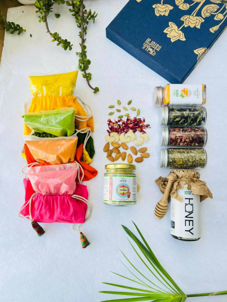 Shuddh Natural Edible Wholistic Colour | Ayurvedic Thandai Powder | Ubtan Based Herbal Gulal | Holi Gift Hamper | Natural Honey - Distacart