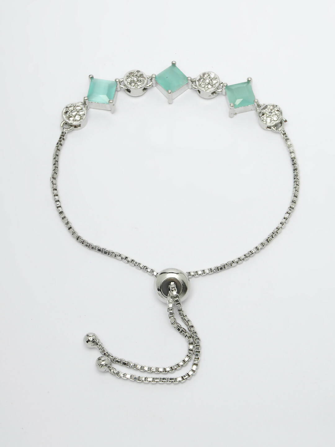 NVR Women Silver Plated & Blue Cz Stone Handcrafted Jewellery Set - Distacart