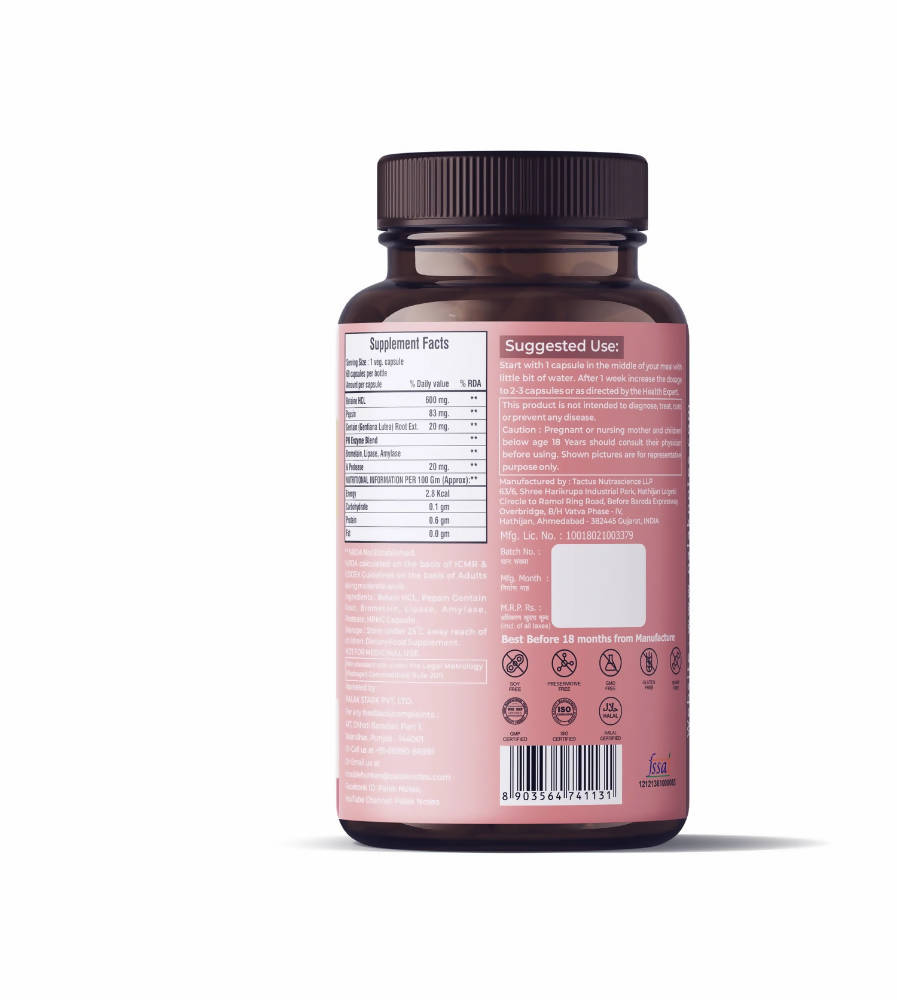 Palak Notes Betaine HCL + Pepsin Capsules
