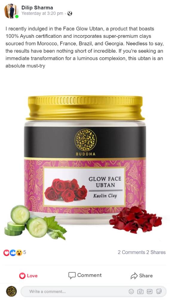 Buddha Natural Face Glow Ubtan - Distacart