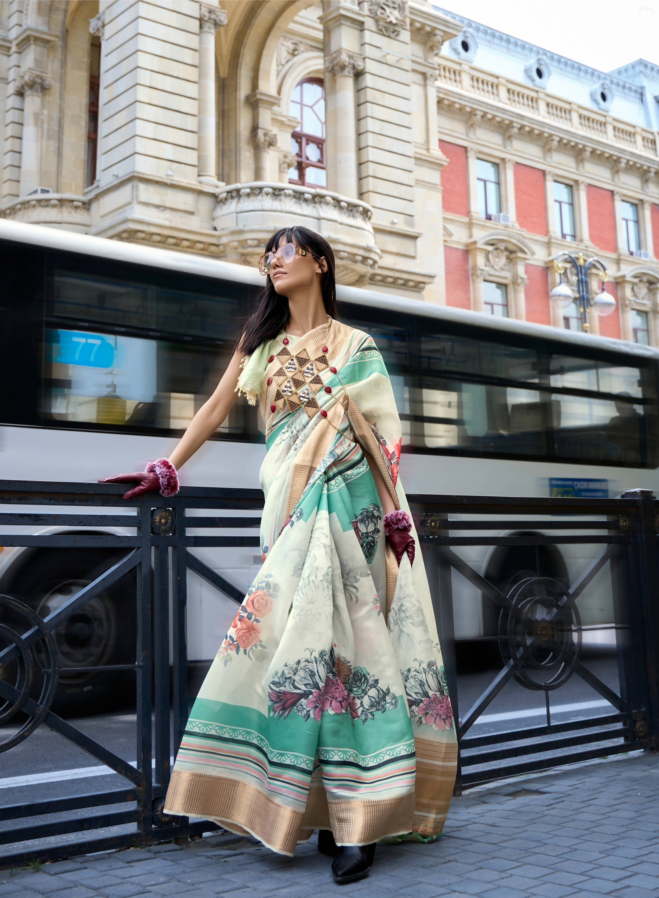 Off White Satin Organza Floral Woven Design Saree With Unstitched Blouse Piece - Klay's - Distacart