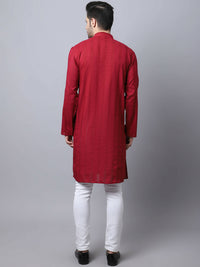 Thumbnail for Even Apparels Maroon Pure Cotton Men's Kurta With Band Collar - Distacart
