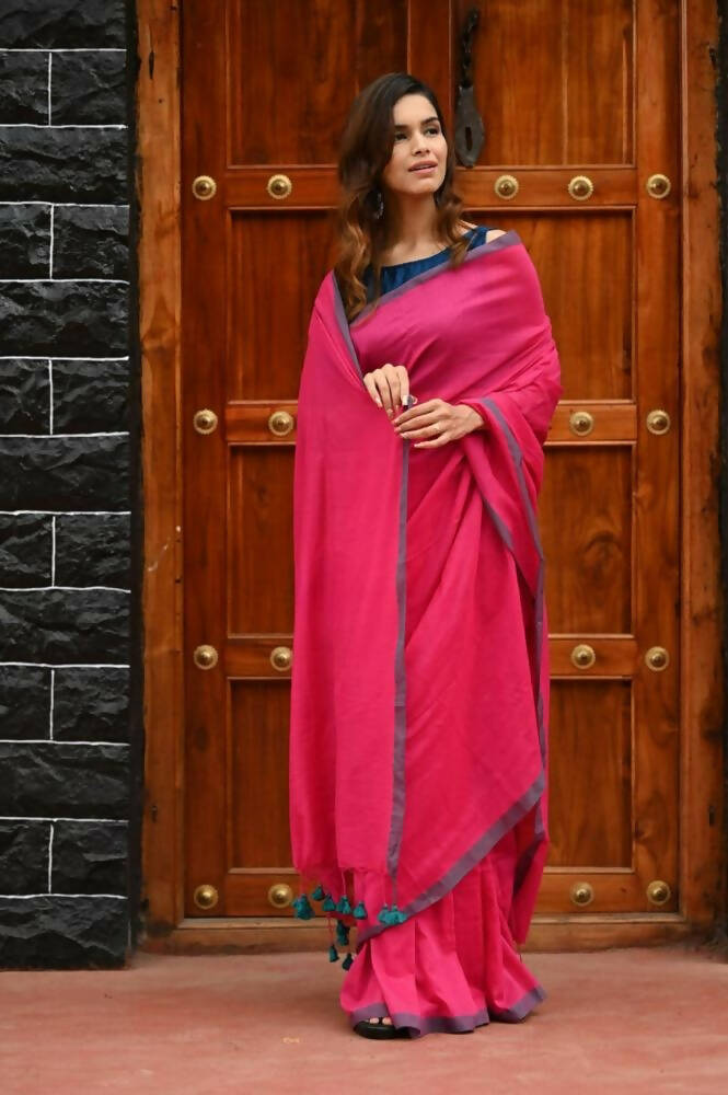 Very Much Indian Saadgi Pure Cotton Handloom Sarees With Intricate Borders - Distacart