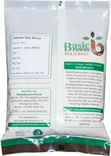BasicBrowns Jowar Idly / Idli Rava - Distacart