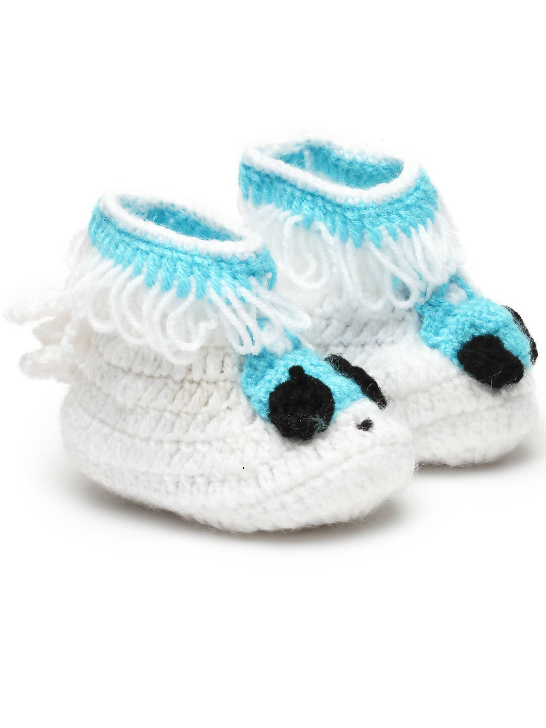 Chutput Kids Woollen Hand Knitted Self Desgin Detailed Booties - White - Distacart