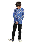 Thumbnail for Manet Boys Full Sleeves Flower Printed Ethnic Shirt - Blue - Distacart